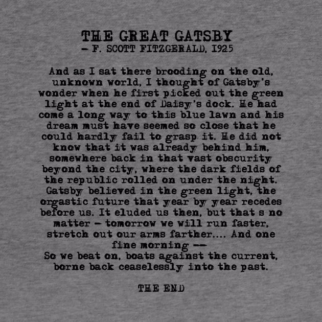 Ending of The Great Gatsby - Fitzgerald quote by peggieprints